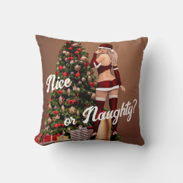Cojín Decorativo Sexy Santa Chica cerca del árbol de Navidad
