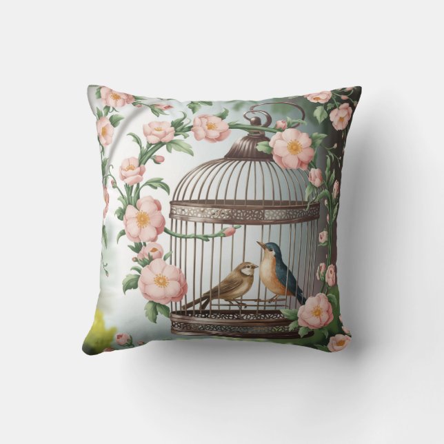 Cojín decorativo Shabby Chic Birdcage (Reverso)
