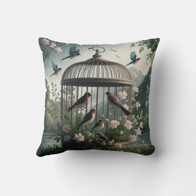 Cojín decorativo Shabby Chic Birdcage (Reverso)