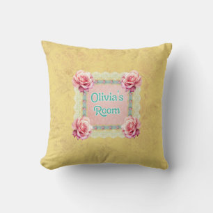 Cojín Decorativo Shabby Chic Damask Rosa Lace Personalizado
