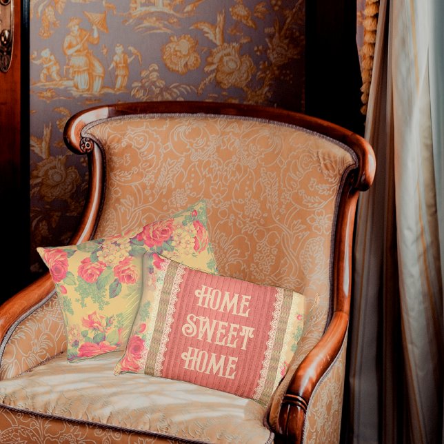 Cojín Decorativo Shabby Chic Floral Home Sweet Home Reversible (Subido por el creador)