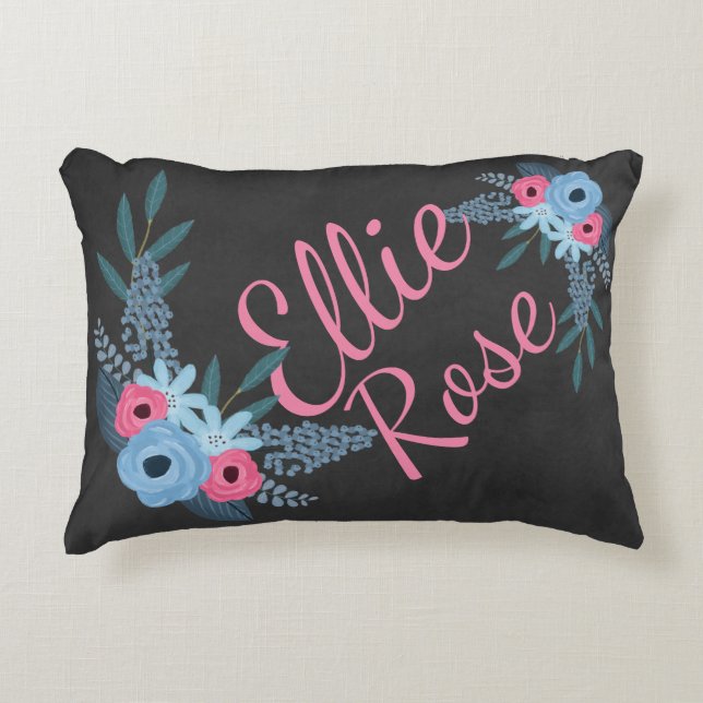 Cojín Decorativo Shabby Chic Floral Nombre Chica Nursery Personaliz (Anverso)