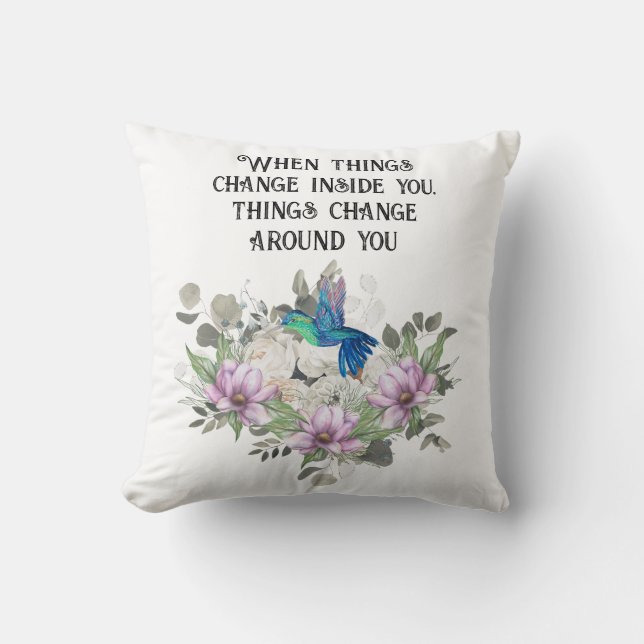 Cojín Decorativo Shabby chic flowers art and selflove quote (Anverso)
