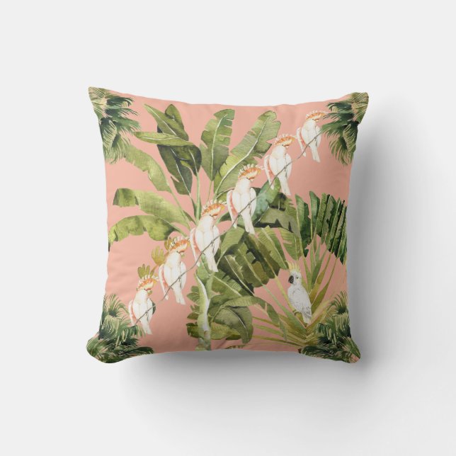 Cojín Decorativo Shabby Chic Tropical Peach Fern Green (Anverso)