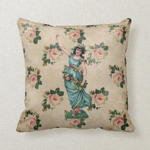 Cojín Decorativo ShabbyChic Vintage arte Flor Hada de hadas Cushiro