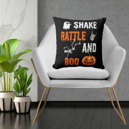 Cojín Decorativo Shake, Rattle, Boo Fun Skeleton Calabaza Halloween