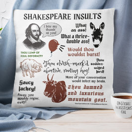 Cojín Decorativo Shakespeare Insulta Citas A Boho Funny LIterary
