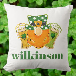Cojín Decorativo Shamrock Beers Leprechaun St Patrick's Personaliza