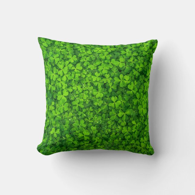 Cojín Decorativo Shamrock green, St. Patrick's Day, (Anverso)