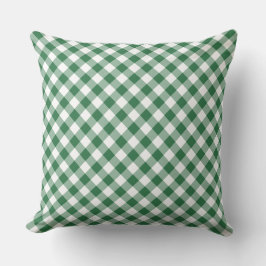 Cojín Decorativo Shamrock Green y White Check Gingham Pillow