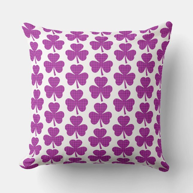 Cojín Decorativo Shamrock Shape Plaid Pink Purple (Anverso)