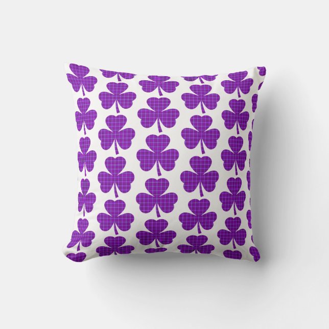 Cojín Decorativo Shamrock Shape Plaid Purple (Anverso)