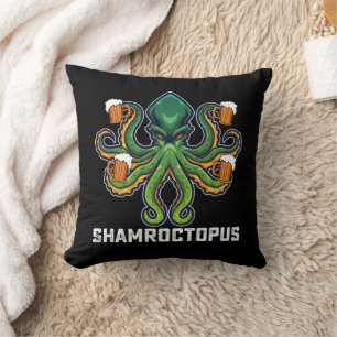 Cojín Decorativo Shamroctopus Amante del Pulpo Día de San Patricio