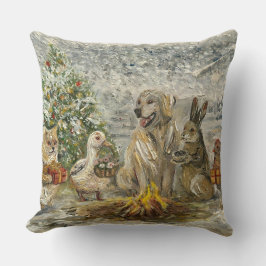 Cojín Decorativo Shared Warmth Whimsical Farmhouse Animals Campfire