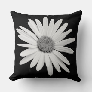 Cojín Decorativo Shasta Daisy 02 - Blanco y negro