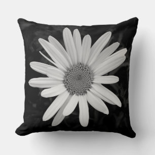 Cojín Decorativo Shasta Daisy 03 - Blanco y negro