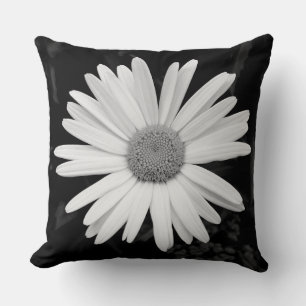 Cojín Decorativo Shasta Daisy 04 - Blanco y negro