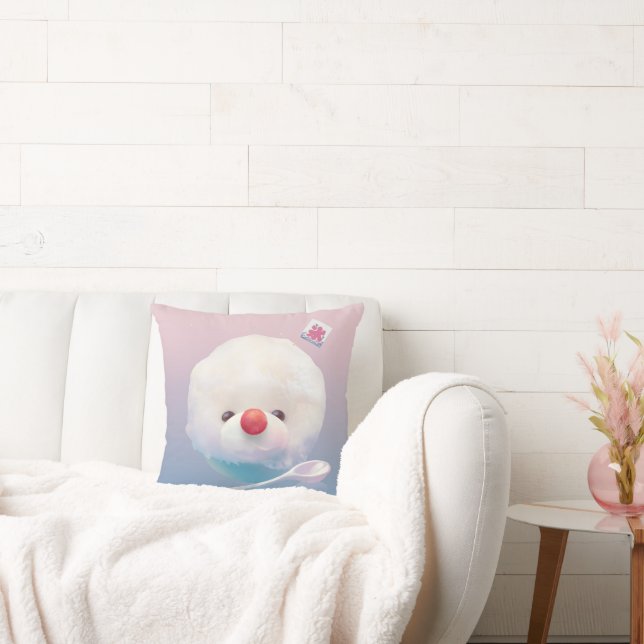 Cojín Decorativo Shaved Ice Pup: Smiling Bichon Summer Dessert (Sofá)
