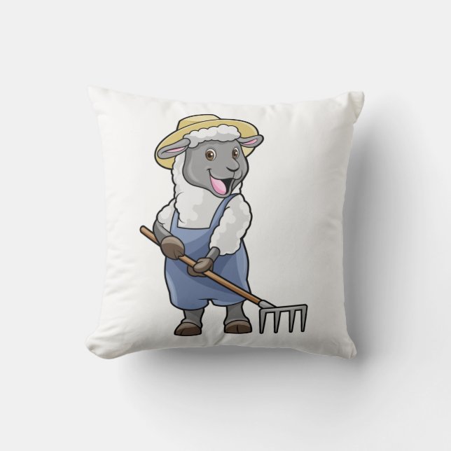 Cojín Decorativo Sheep as Farmer with Rake & Hat (Anverso)