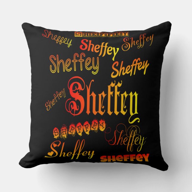 Cojín Decorativo Sheffey Fonts - Naranja, rojo y amarillo (Anverso)