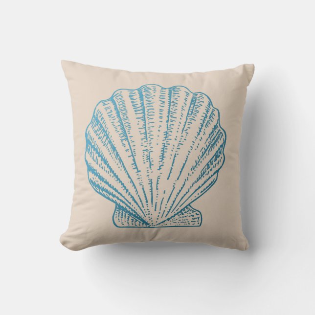 Cojín Decorativo Shell marítima en azul (Anverso)