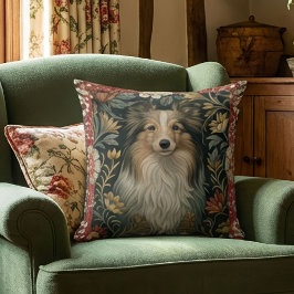 Cojín Decorativo Shetland Sheepdog Sheltie Vintage William Morris