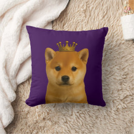 Cojín Decorativo Shiba Inu Cachorro en la corona de oro