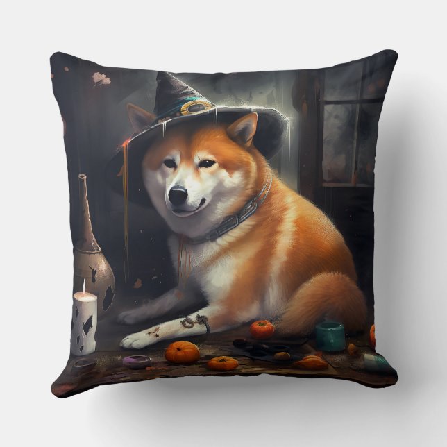 Cojín Decorativo Shiba Inu Calabazas Halloween Da Miedo (Reverso )