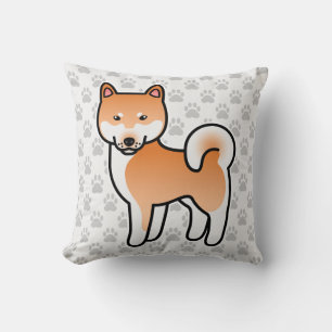 Cojín Decorativo Shiba Inu de dibujos animados rojo