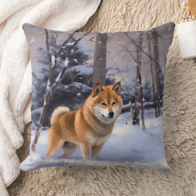 Cojín Decorativo Shiba Inu deja que nieve Navidades (Manta)