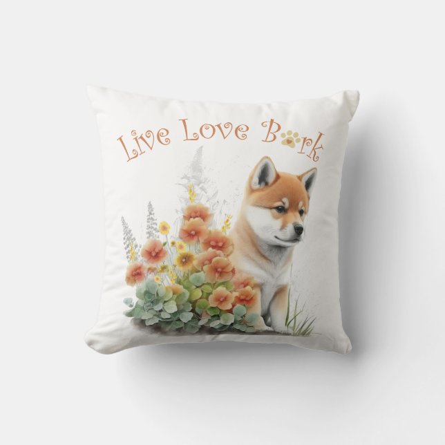 Cojín Decorativo Shiba Inu Dog Mom Floral (Anverso)