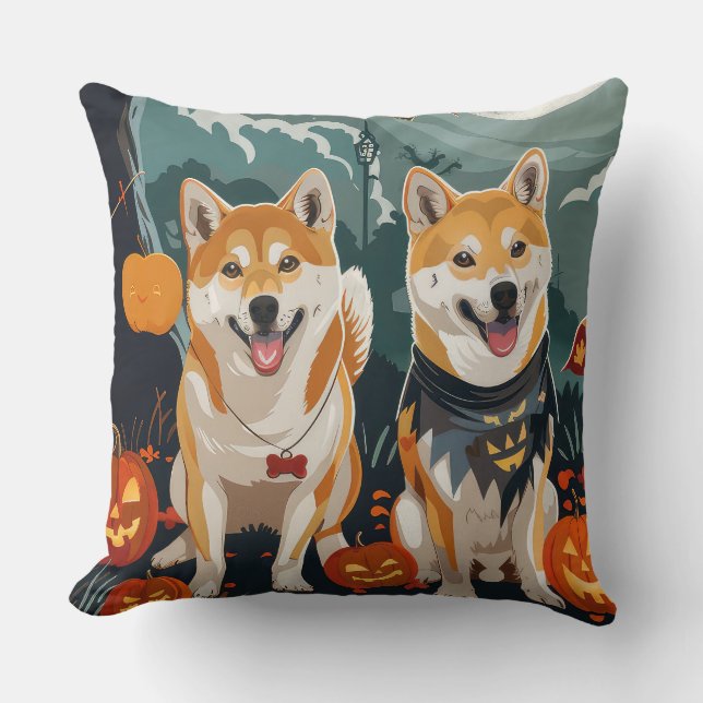 Cojín Decorativo Shiba Inu Halloween Spooky (Anverso)