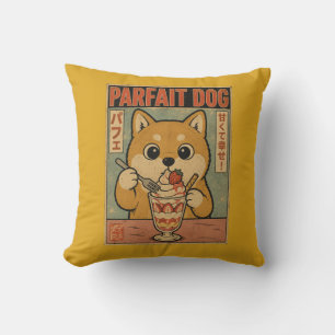Cojín Decorativo Shiba Inu Retro Parfait Anuncio Japonés Vintage