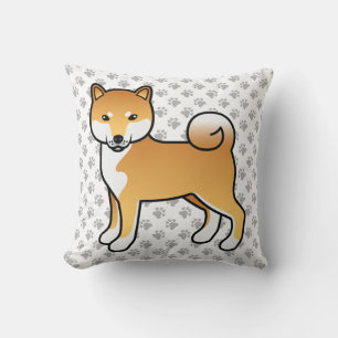 Cojín Decorativo Shiba Inu Rojo Perro De Dibujos Animados Lindo & P