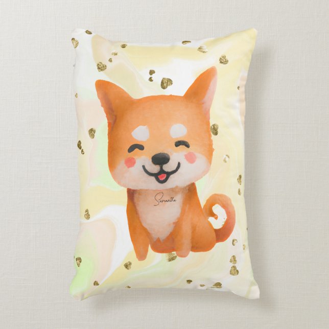 Cojín Decorativo Shiba Inu sonriente (Frente (Vertical))