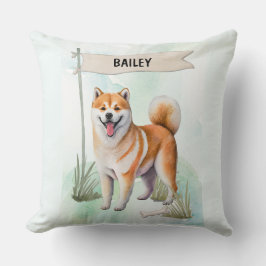 Cojín Decorativo Shiba Inu Watercolor Personalized Dog