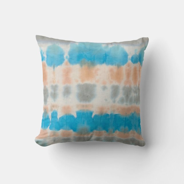 Cojín Decorativo Shibori Fabric Boho Naranja azul Tie Dye Pillow (Anverso)