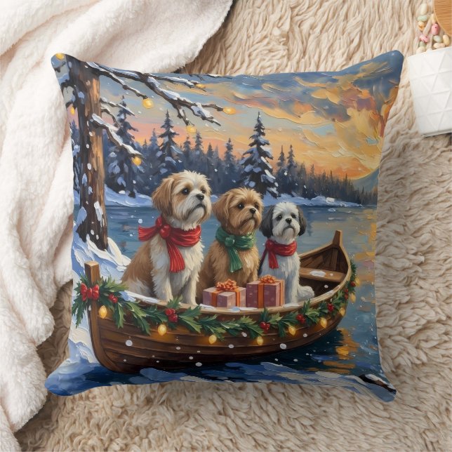 Cojín Decorativo Shih Tzu Christmas Boat Holiday (Manta)