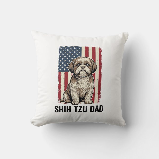 Cojín Decorativo Shih Tzu Dad Patriotic Vintage Dog Shirt Design_1 (Anverso)