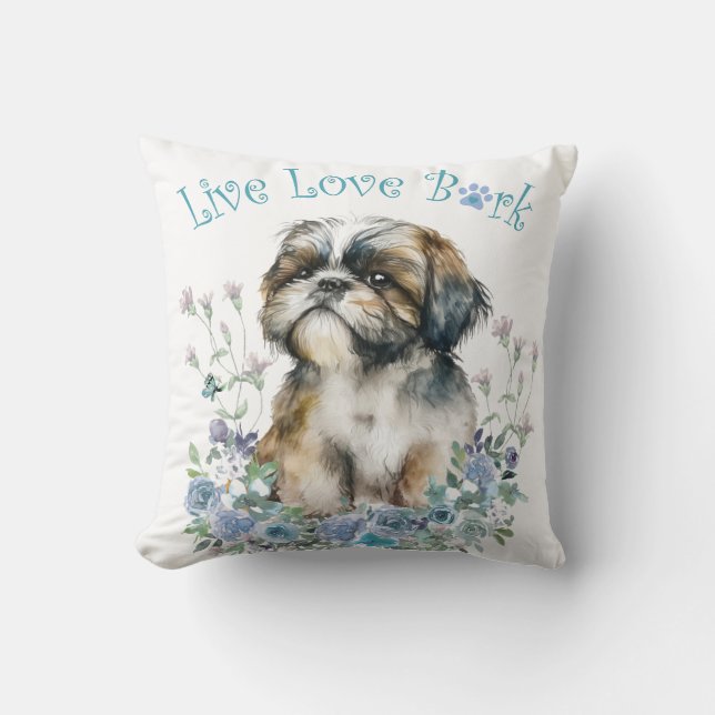Cojín Decorativo Shih Tzu Dog Mom Floral (Anverso)