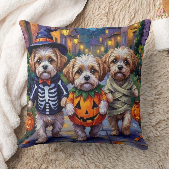 Cojín Decorativo Shih Tzu Dogs Trick-or-Treating Halloween Costumes (Manta)