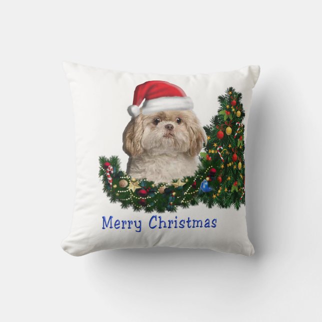 Cojín Decorativo Shih tzu Navidad (Anverso)