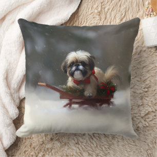 Cojín Decorativo Shih Tzu Navidad nieve invierno