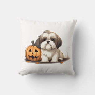 Cojín Decorativo Shih Tzu sobre el tema del Día de Halloween