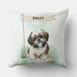 Cojín Decorativo Shih Tzu Watercolor Personalized Dog