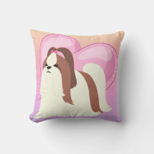 Cojín Decorativo Shih Tzu y Corazón Rosa