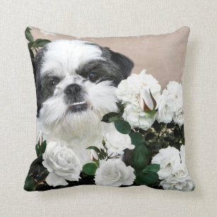 Cojín Decorativo Shih Tzu y rosas