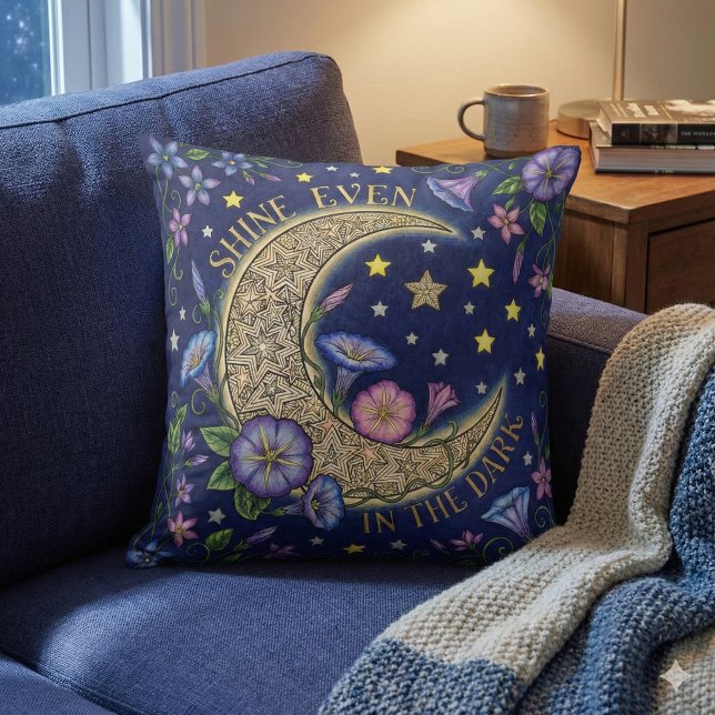Cojín Decorativo Shine Even In The Dark Throw Pillow (Encourage someone to shine with this, "Shine even in the dark" throw pillow! )