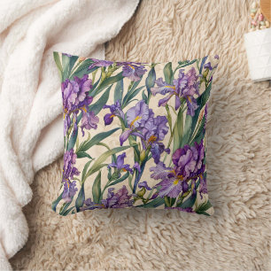 Cojín Decorativo Showy Purple Iris en Ecru Scroll