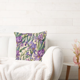 Cojín Decorativo Showy Purple Iris en Ecru Scroll